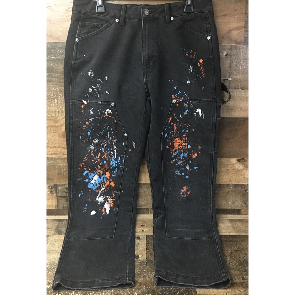 VTG No Boundaries Black Jeans Men 32 x 30 Y2K Double Knee Skater Grunge Goth